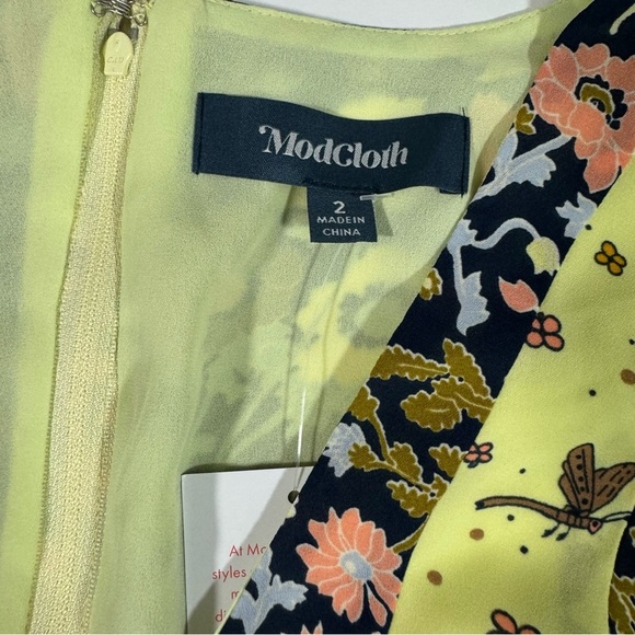 New ModCloth Unique Persona Midi Dress Yellow Navy Floral - Picture 6 of 8